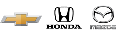 Chevy, Honda, Mazda logos