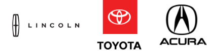 Lincoln, Toyota, Acura logos